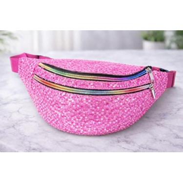 Imagem de Pochete Feminina Paetê Com Glitter Carnaval R176 - Genérica, Pink