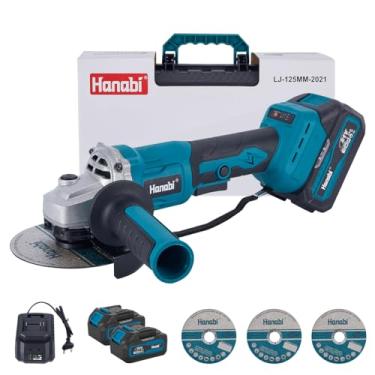 Imagem de Hanabi Esmerilhadeira Bateria 21v, 4000mah com 2 Baterias, 125mm, Brushless Profissional Esmerilhadeira Angular Sem Fio com Controle de Velocidade,com Maleta + 3 Pcs Discos de Corte, Corte e Polimento