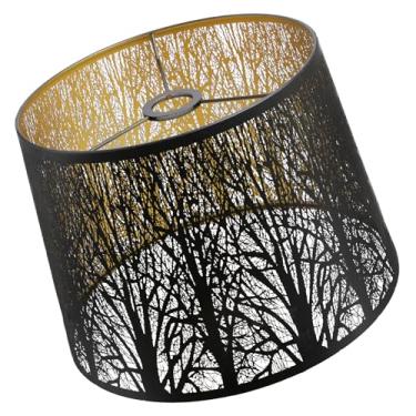 Imagem de Abajur de metal vintage de tambor, padrão de árvore florestal, 30,5 cm L x 35,5 cm P x...