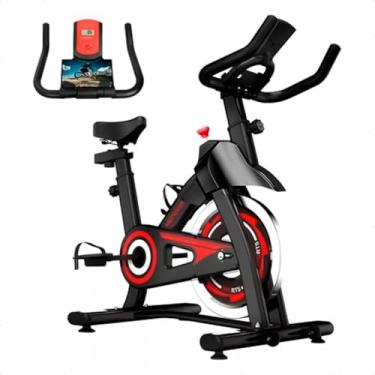Imagem de Bicicleta Ergonômica de Spinning Silenciosa Ajustável - Suporta até 150kg - Para Treino Exercicios em Casa | Preta - Bike Ergométrica profissional - Voltante de inércia de 14 kg - Ajustável Banco e Guidon - Pedalada Suave - fitness Robusta