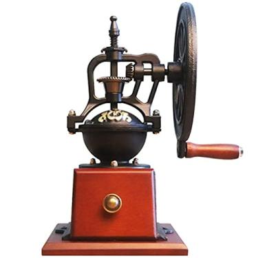 Imagem de Moedor de café feito à mão retrô moedor de grãos de café doméstico feito à mão ferro fundido grande corredor vintage máquina de café núcleo de moagem de aço inoxidável