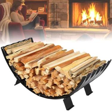 Imagem de XGMDD Rack de lenha interno e externo, suporte de lenha de metal resistente de 61 cm para armazenamento de madeira de lareira, rústicas para fogueira, varanda, quintal