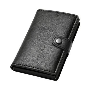 Imagem de Carteira De Fibra De Carbono Preta, Fina, Com Bloqueio RFID Para Cartõ