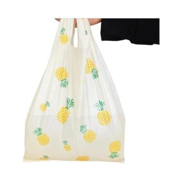 Imagem de Sacolas Plásticas Reutilizáveis Com Padrão De Frutas Coloridas 50PCS E