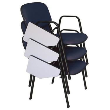 Imagem de 03 Cadeiras Escolar Universitária Linha Hotel Auditório Azul