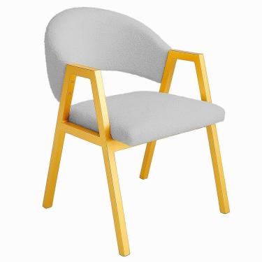 Imagem de Cadeira De Jantar Antonella Veludo Estilo Poltrona Com Pés Dourado - 7 Decor Prata