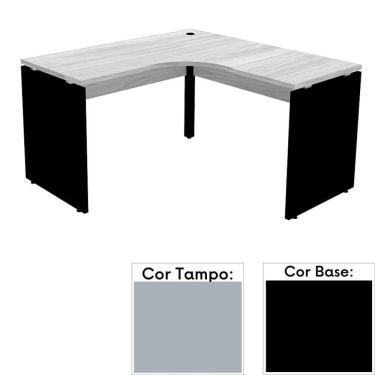 Imagem de Mesa De Escritório Em L Pé Painel Pe25 Em Mdp 125 X 125 X 60 Cm Cinza Com Base Preta
