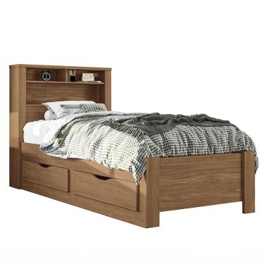 Imagem de Cama Solteiro Invicta Com Baú E 2 Gavetas Jatobá - Santos Andirá Jatobá