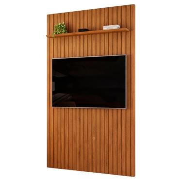 Imagem de Painel Ripado Para TV 60 Pol Sala Quarto 143x240cm Lexa D05 Freijó - Lyam Decor