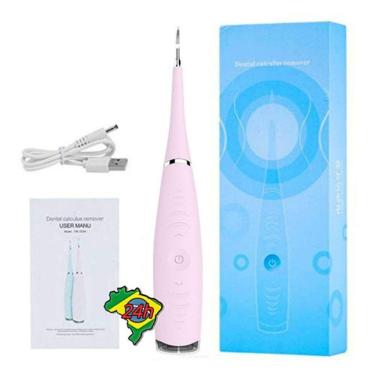 Imagem de Removedor Placa Tartaro Limpeza Oral Dente Elétr Sônico Rosa