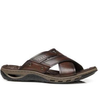 Imagem de Chinelo Pegada Masculino em Couro Pinhão 131675-01-Masculino