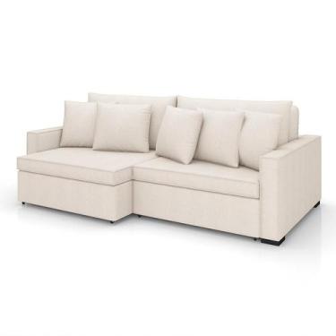 Imagem de Sofá 3 Lugares Retrátil e Reclinável Rivera Linho Bouclé Cru 205 cm - 