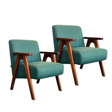 Imagem de Kit 2 Poltronas America em Madeira Eucalipto Movellu Home