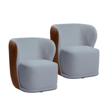 Imagem de Kit 2 Poltronas Cork com Manta Acrilica Movellu Home