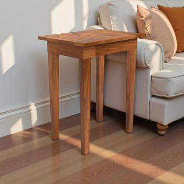 Imagem de Mesa Lateral Quadrada Madeira Rústica Sala Estar Castanho - Drop de Ca