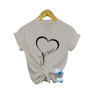 Imagem de Camisetas Femininas Casuais De Verão Com Estampa Cristã Jesus Love, Go