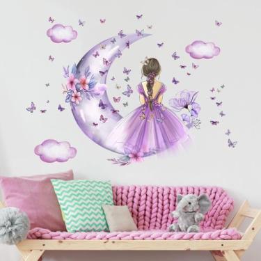Imagem de Adesivo de parede Dreamy Purple Girl para decoração de quarto e sala d
