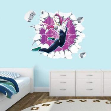 Imagem de Adesivo de parede Spider-Woman 3D para decoração de quarto infantil - 