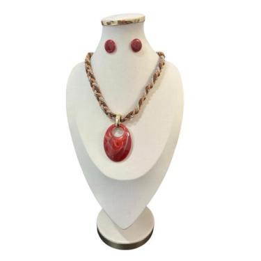Imagem de Colar Feminino elegante Sofisticado Corda brinco Resina luxo - MLBpel,