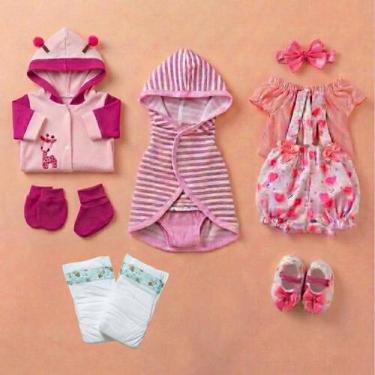 Imagem de Kit Roupinha Fralda Bebê Reborn Mamãe Reborn Rosa 10 Peças