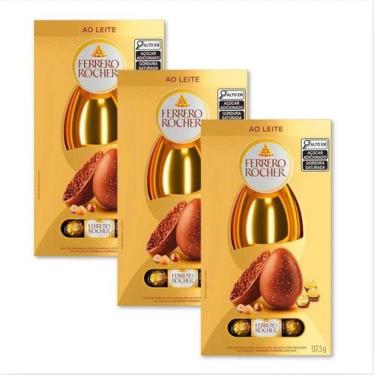 Imagem de Ovo De Páscoa Ferrero Rocher Ao Leite Kit 3 Unidades 137,5G