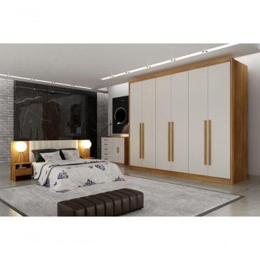 Imagem de Guarda Roupa Casal 6 Portas 8 Gavetas - Himalaia-cumaru/fendi- Móveis Horizonte