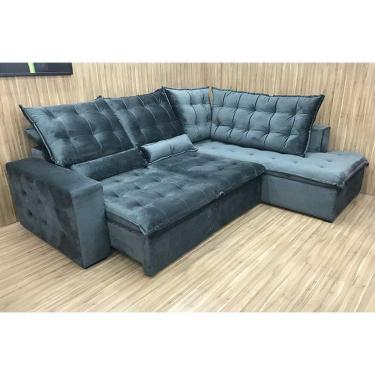 Imagem de Sofá Canto Retrátil Reclinável Cinza 502 Barcelona