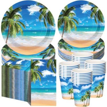 Imagem de Conjunto de talheres de festa Funnymoom Tropical Beach 250 unidades pa