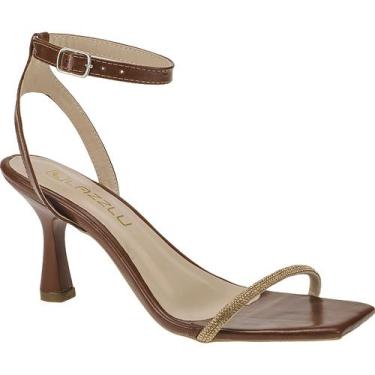 Imagem de Sandália Feminina Salto Taça Fino Médio FestaTira Strass Brilho Cor:Pr