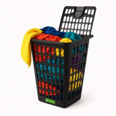 Imagem de Cesto organizador grande 48l roupa suja telado roupeiro grande 48 litr