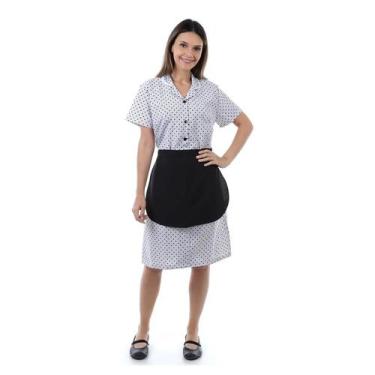 Imagem de Vestido Para Copeira Linda Estampa Com Avental Em Algodão - EBT, P, Pr