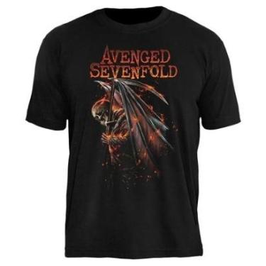 Imagem de Camiseta de Banda Avenged Sevenfold Stamp em Algodão Manga Curta-Unissex