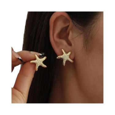 Imagem de Conjunto De Brincos De Estrela Do Mar Em Ouro E Prata Para Mulheres, J