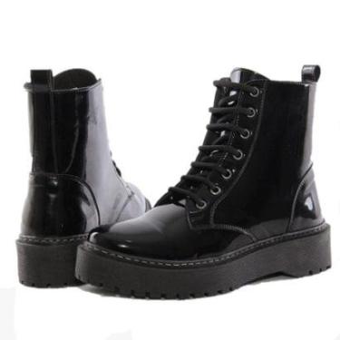 Imagem de Bota Coturno Plataforma Feminina Sola Tratorada Verniz Rock Blogueira-Feminino