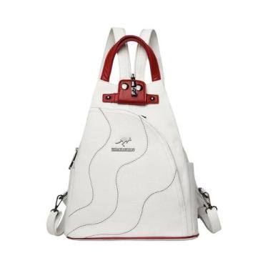 Imagem de Mochila De Couro Para Meninas Adolescentes, Bolsa De Peito Com Zíper P