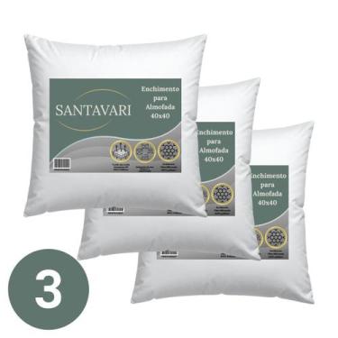 Imagem de Kit 3 Enchimentos de Almofada 40x40  Fibra Siliconada com Capa TNT 40g