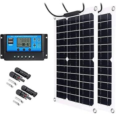 Imagem de Kit de painel solar 200W 18V Monocristalino Semi-flexível Painel mono dobrável s fora da rede Rv Kit de energia solar Estação de energia solar, para motorhomes, barcos, campistas, 50a