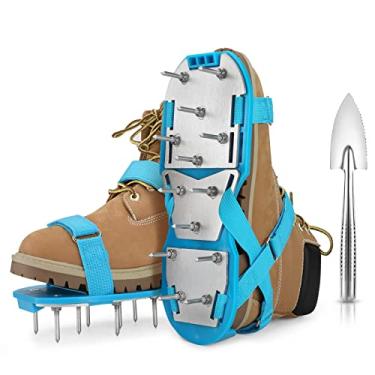 Imagem de Opmeiro Sapatos aeradores de gramado – Par de sapatos de aeração de solo totalmente montado – Ferramenta de aerador de tamanho único para aeração de pátio, jardim, grama