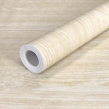 Imagem de Kit 10 Metros de Papel de Parede Lavavel Madeira Clara Marfim - Open S