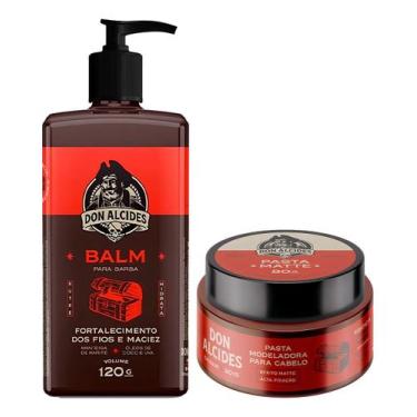 Imagem de Kit Balm Barba 120g E Pasta Cabelo Barba Negra Don Alcides