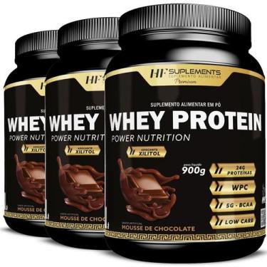 Imagem de 3x WHEY PROTEIN POWER NUTRITION MOUSSE DE CHOCOLATE 900G - HF SUPLEMEN