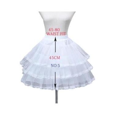 Imagem de Saia Infantil Branca A-Line Com 3 Aros E Renda Para Vestido De Dama De