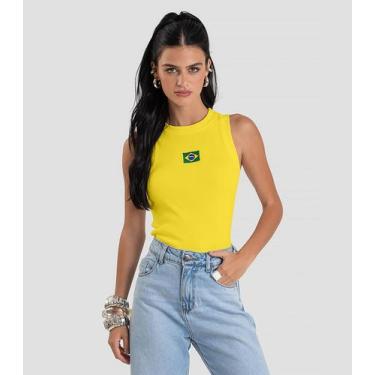 Imagem de Regata Feminina em Ribana Canelada Brasil Dianna Amarelo, PP, Amarelo