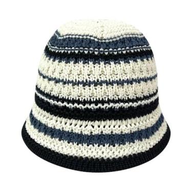 Imagem de Chapéu De Malha Listrado Colorido Dobrável Feminino Para Viagens Ao Ar