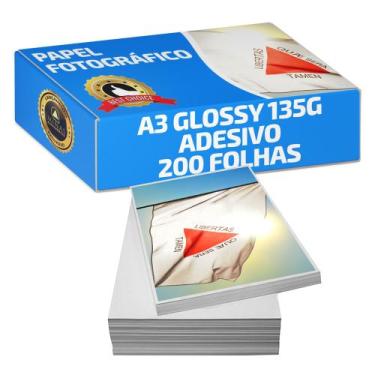 Imagem de Papel Fotográfico Foto Adesivo 135g A3 Glossy À Prova D'água Pacote 20