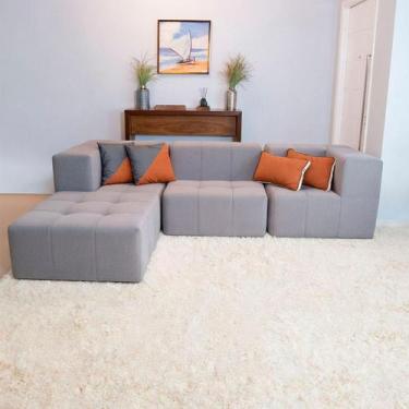 Imagem de Sofá Modular 3 Lugares Com 2 Braços 1 Chaise Inflow Bouclé Linho Vem N