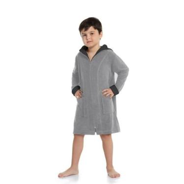 Imagem de Roupão Infantil com Capuz e Zíper - Sogni Belli, Cinza, 8