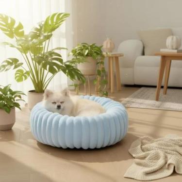 Imagem de Caminha Pet Redonda Canelada 60x60 Macia Cães E Gatos Porte Pequeno Co