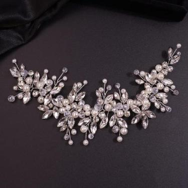 Imagem de Bandana Teyglen Dainty Rhinestones Pearls Crystal Silver