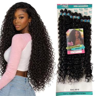 Imagem de Cabelo Cacheado Anjo 75cm 8telas Fibra Proteina Entrelace - bbless, Pr